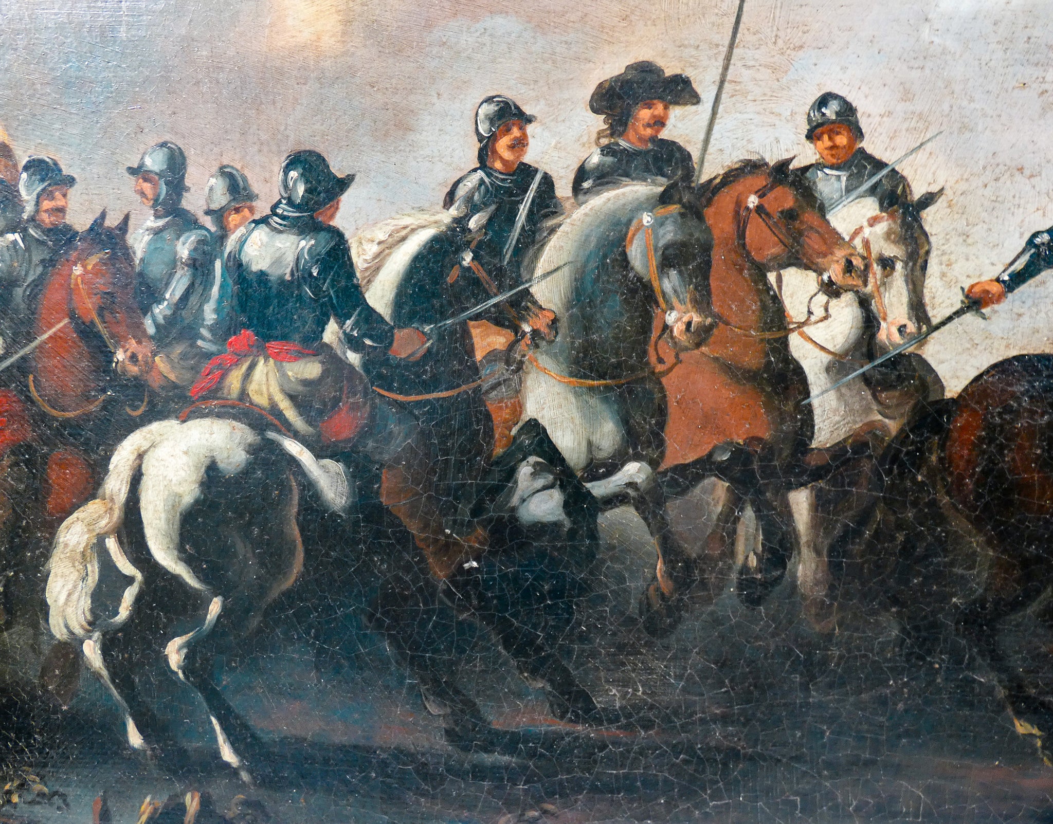 quadro battaglia guerra cavalieri esercito epoca 1800 dipinto olio tela