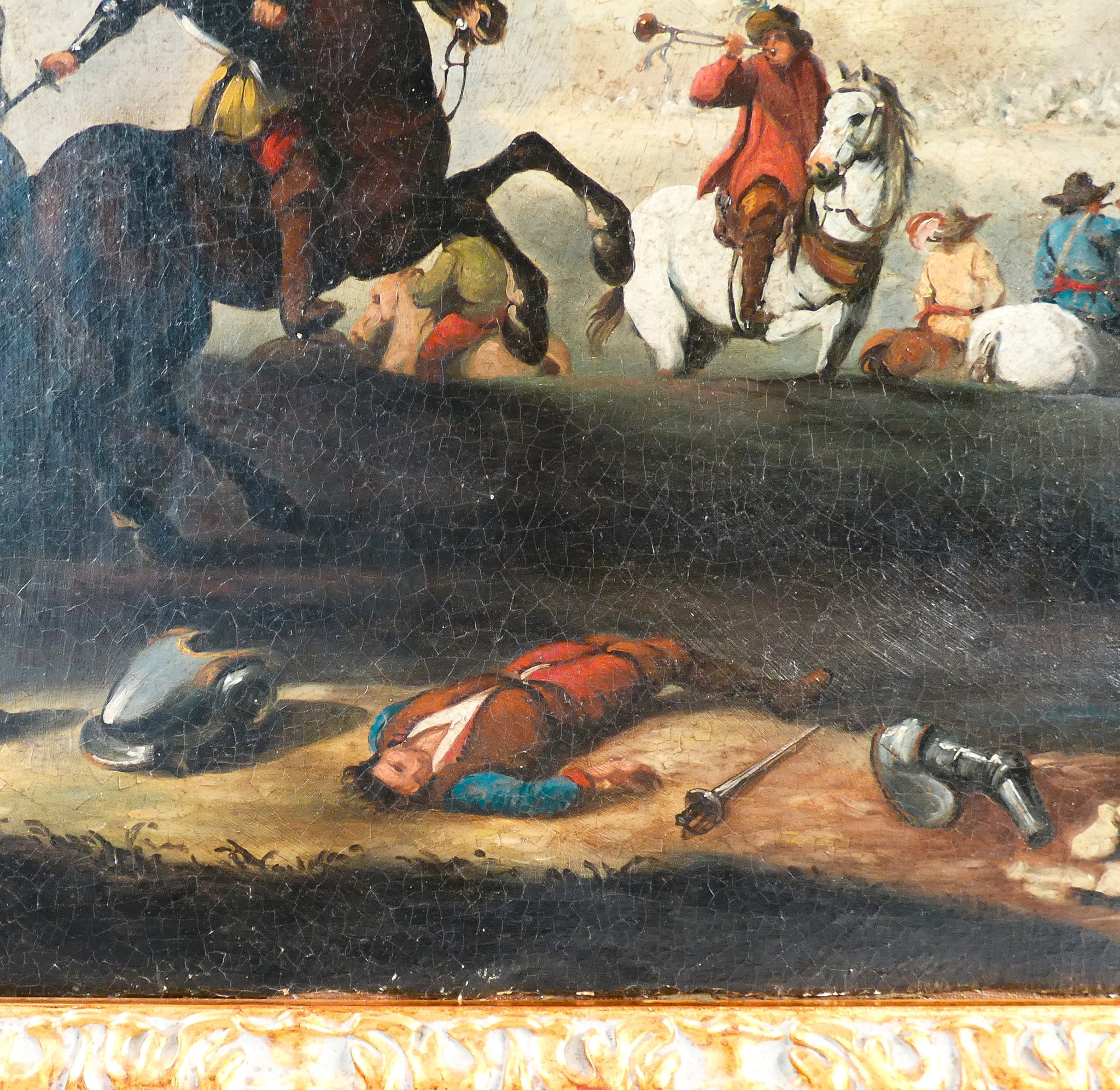 quadro battaglia guerra cavalieri esercito epoca 1800 dipinto olio tela