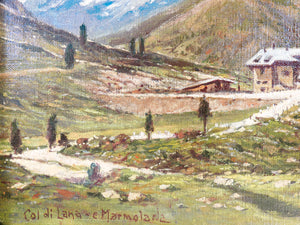 quadro domenico buratti col di lana marmolada dolomiti dipinto olio tavola
