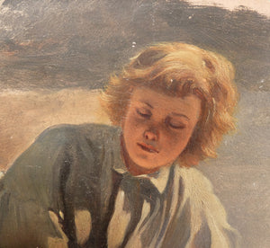 quadro figura donna sdraiata epoca 1900 dipinto tempera cartoncino ritratto