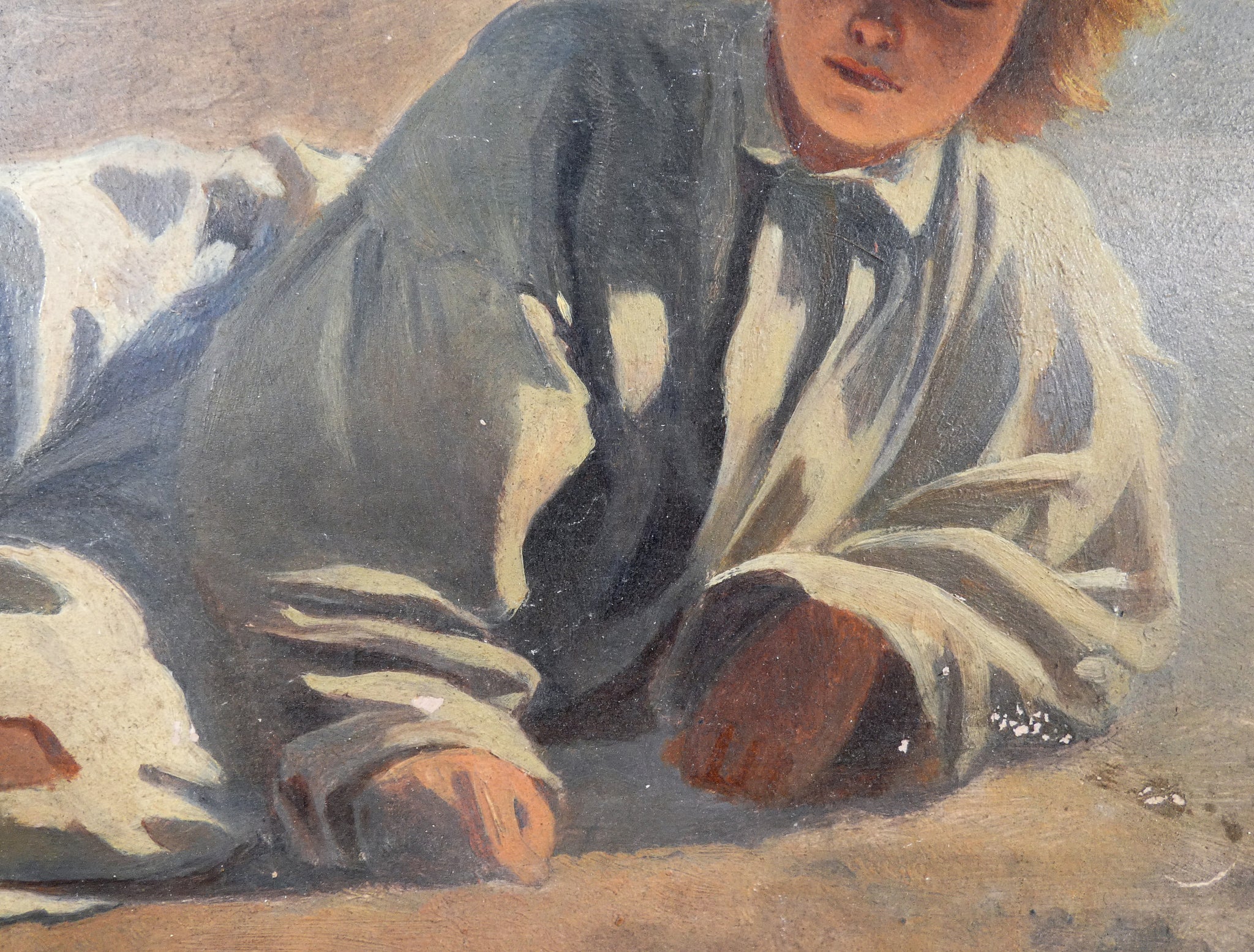 quadro figura donna sdraiata epoca 1900 dipinto tempera cartoncino ritratto