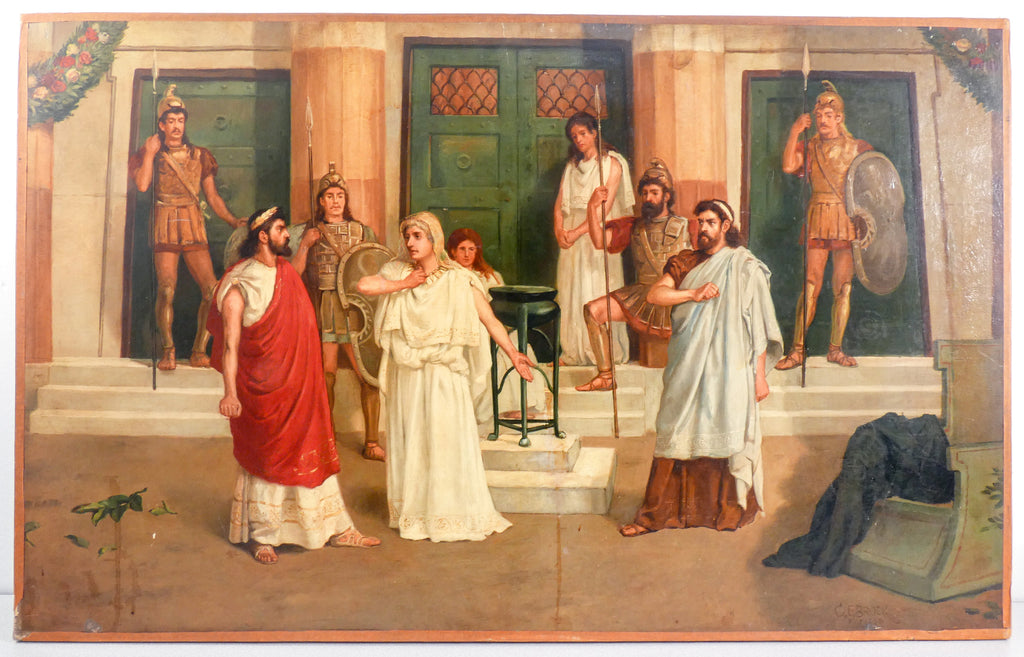 quadro firmato charles edmund brock epoca 1888 dipinto olio tela antica roma
