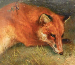 quadro firmato charles verlat volpe coniglio dipinto olio tavola epoca 1850 