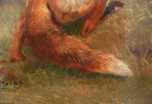 quadro firmato charles verlat volpe coniglio dipinto olio tavola epoca 1850 
