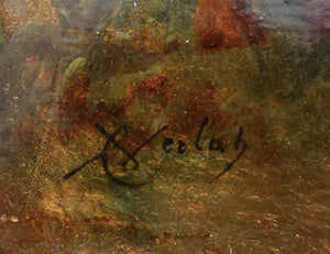 quadro firmato charles verlat volpe coniglio dipinto olio tavola epoca 1850 