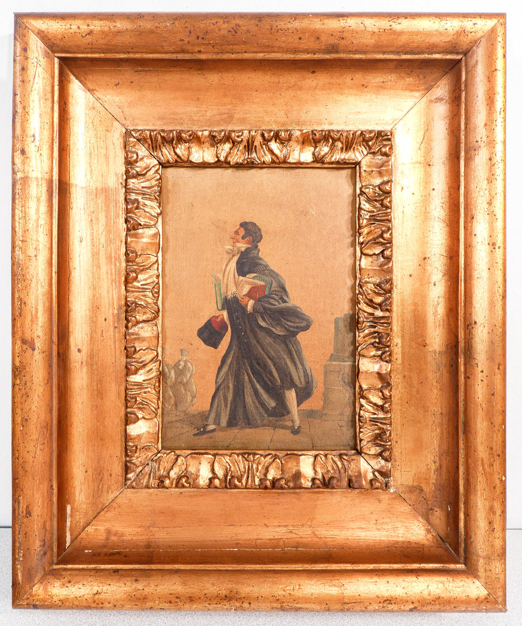 quadro firmato eugene gibaut avvocato giurista epoca 1800 dipinto olio carta