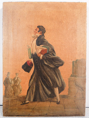 quadro firmato eugene gibaut avvocato giurista epoca 1800 dipinto olio carta