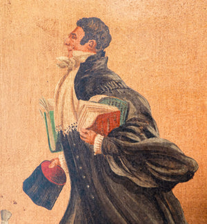 quadro firmato eugene gibaut avvocato giurista epoca 1800 dipinto olio carta