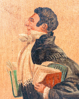 quadro firmato eugene gibaut avvocato giurista epoca 1800 dipinto olio carta