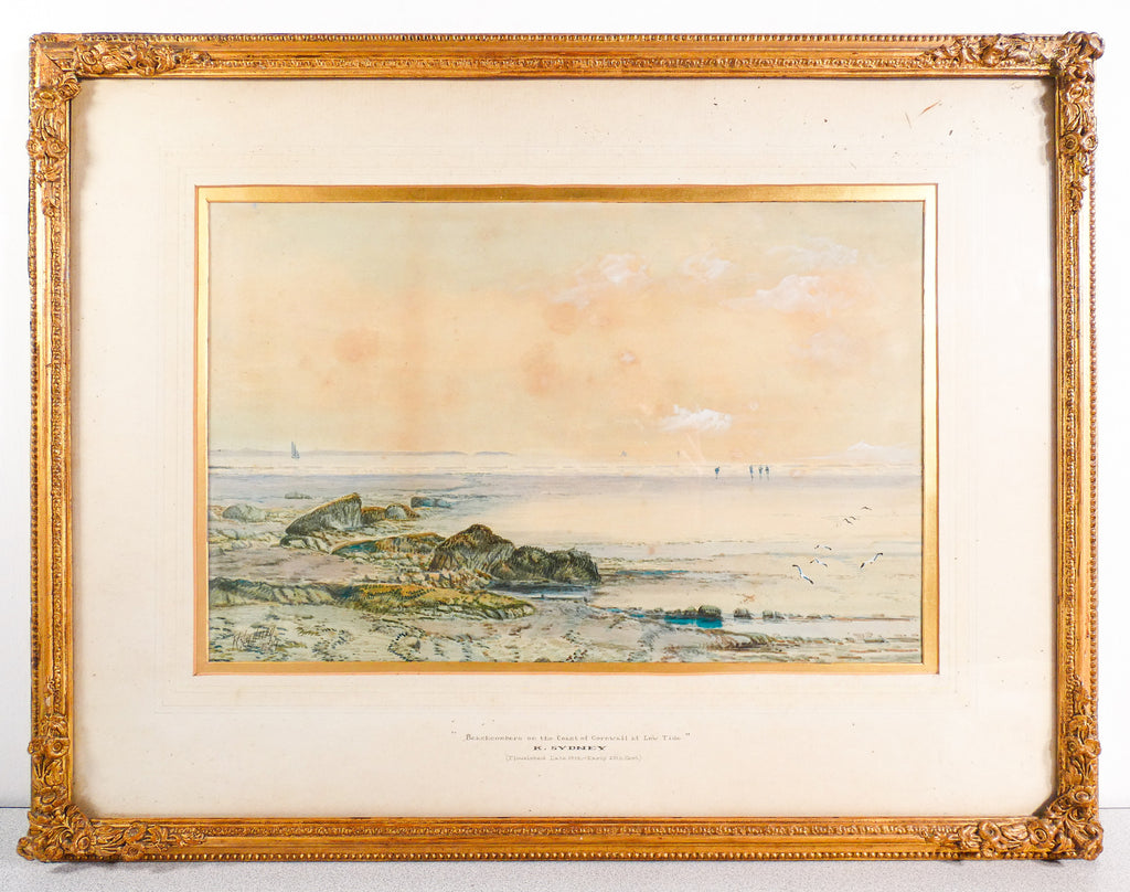 quadro firmato k sydney beachcombers cornwall coast 1889 dipinto acquerello