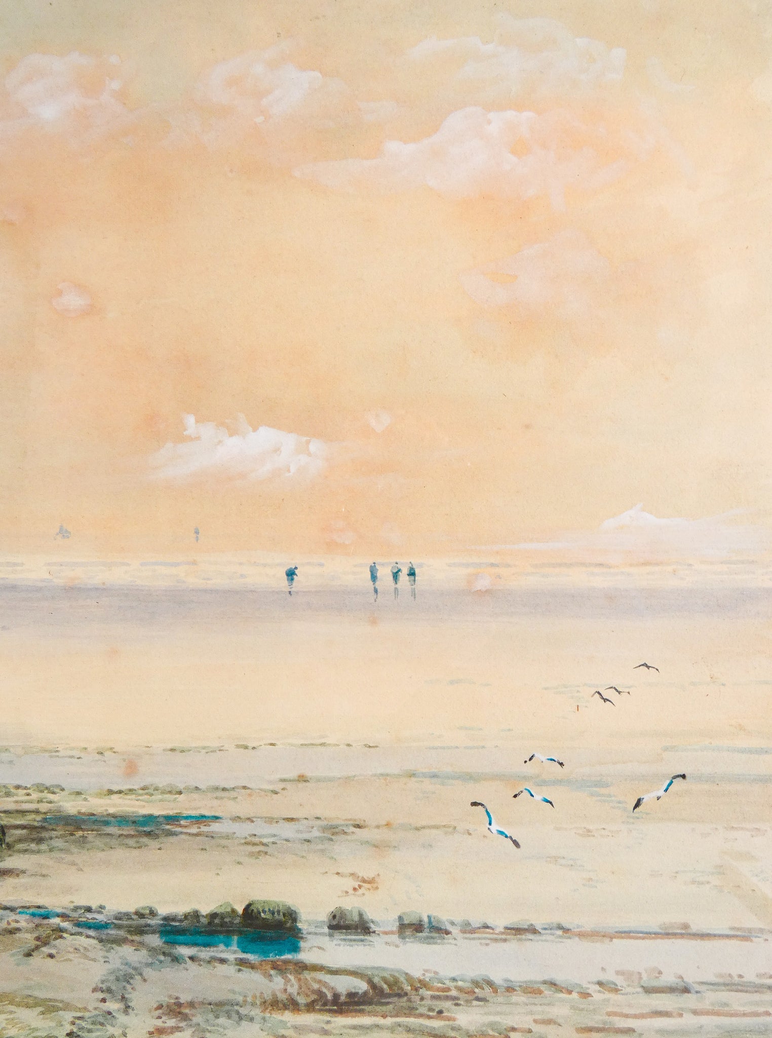 quadro firmato k sydney beachcombers cornwall coast 1889 dipinto acquerello