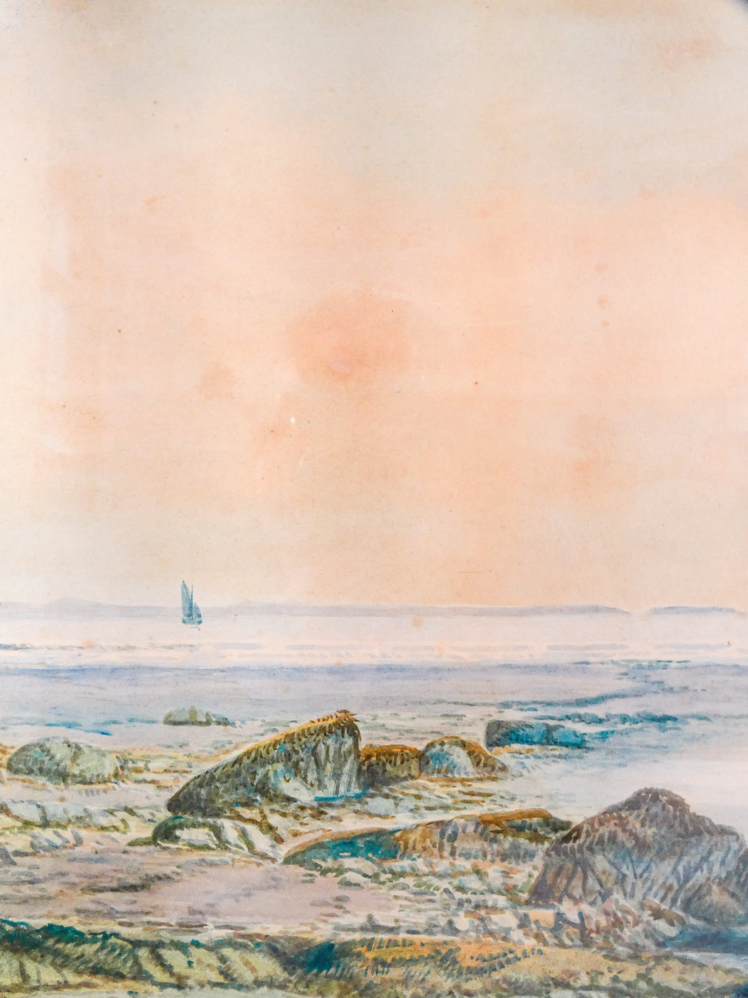 quadro firmato k sydney beachcombers cornwall coast 1889 dipinto acquerello