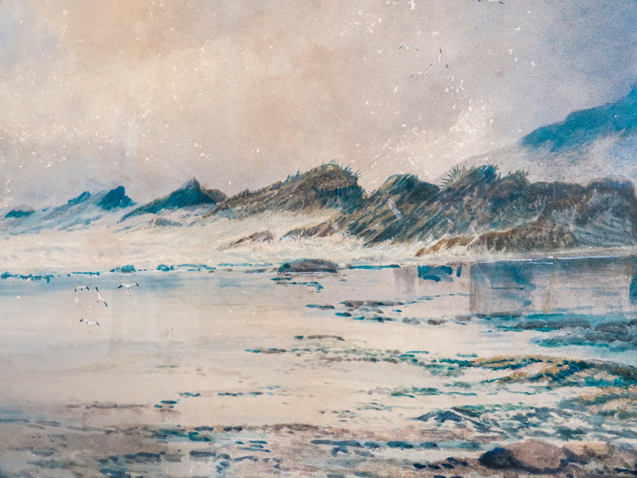 quadro firmato k sydney remains wreck cornish coast 1889 dipinto acquerello