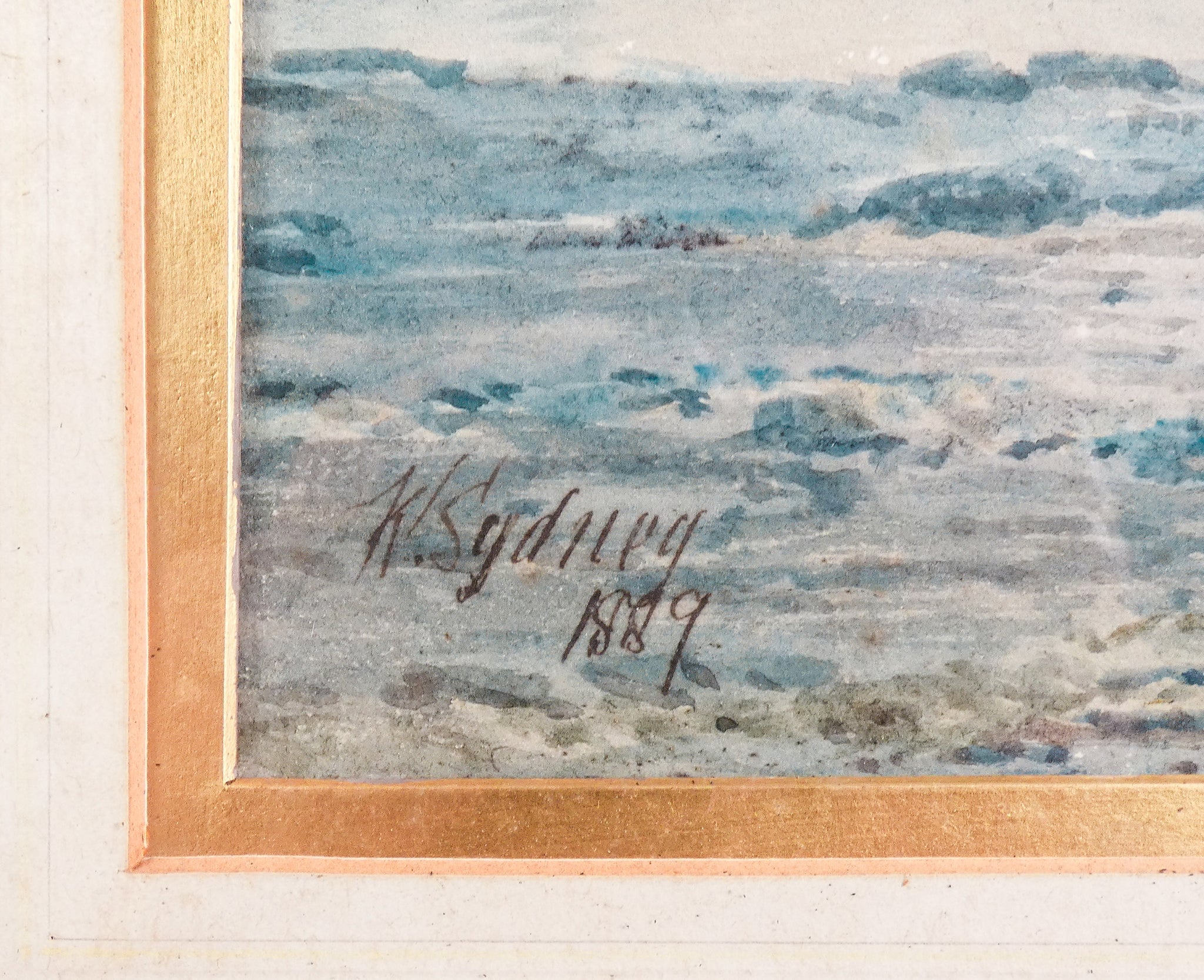 quadro firmato k sydney remains wreck cornish coast 1889 dipinto acquerello