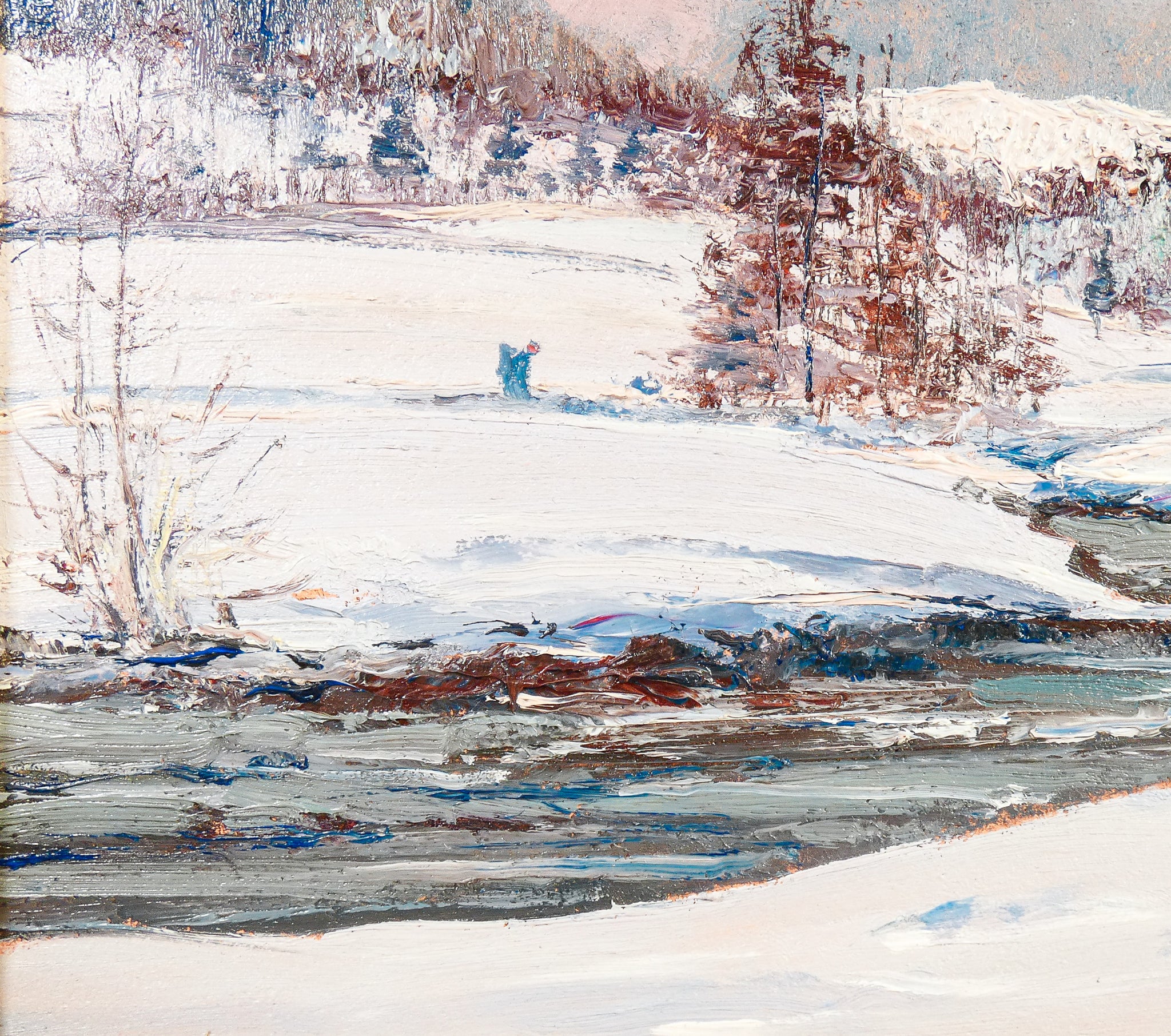 quadro firmato sergio manfredi 1978 val di susa paesaggio neve dipinto olio