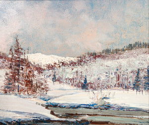 quadro firmato sergio manfredi 1978 val di susa paesaggio neve dipinto olio