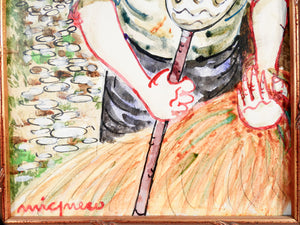quadro giuseppe migneco contadino 1990 dipinto china tela archivio autentica