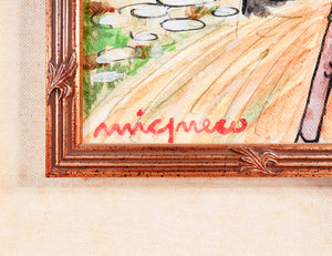 quadro giuseppe migneco contadino 1990 dipinto china tela archivio autentica