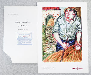 quadro giuseppe migneco contadino 1990 dipinto china tela archivio autentica