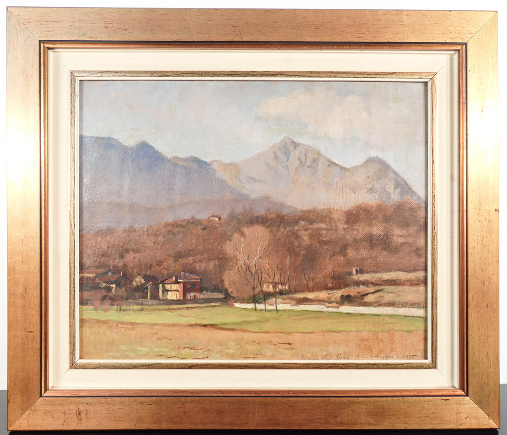 quadro paesaggio drubiaglio almese 1955 campagna dipinto olio tavola epoca