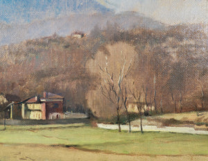 quadro paesaggio drubiaglio almese 1955 campagna dipinto olio tavola epoca