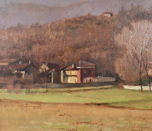 quadro paesaggio drubiaglio almese 1955 campagna dipinto olio tavola epoca