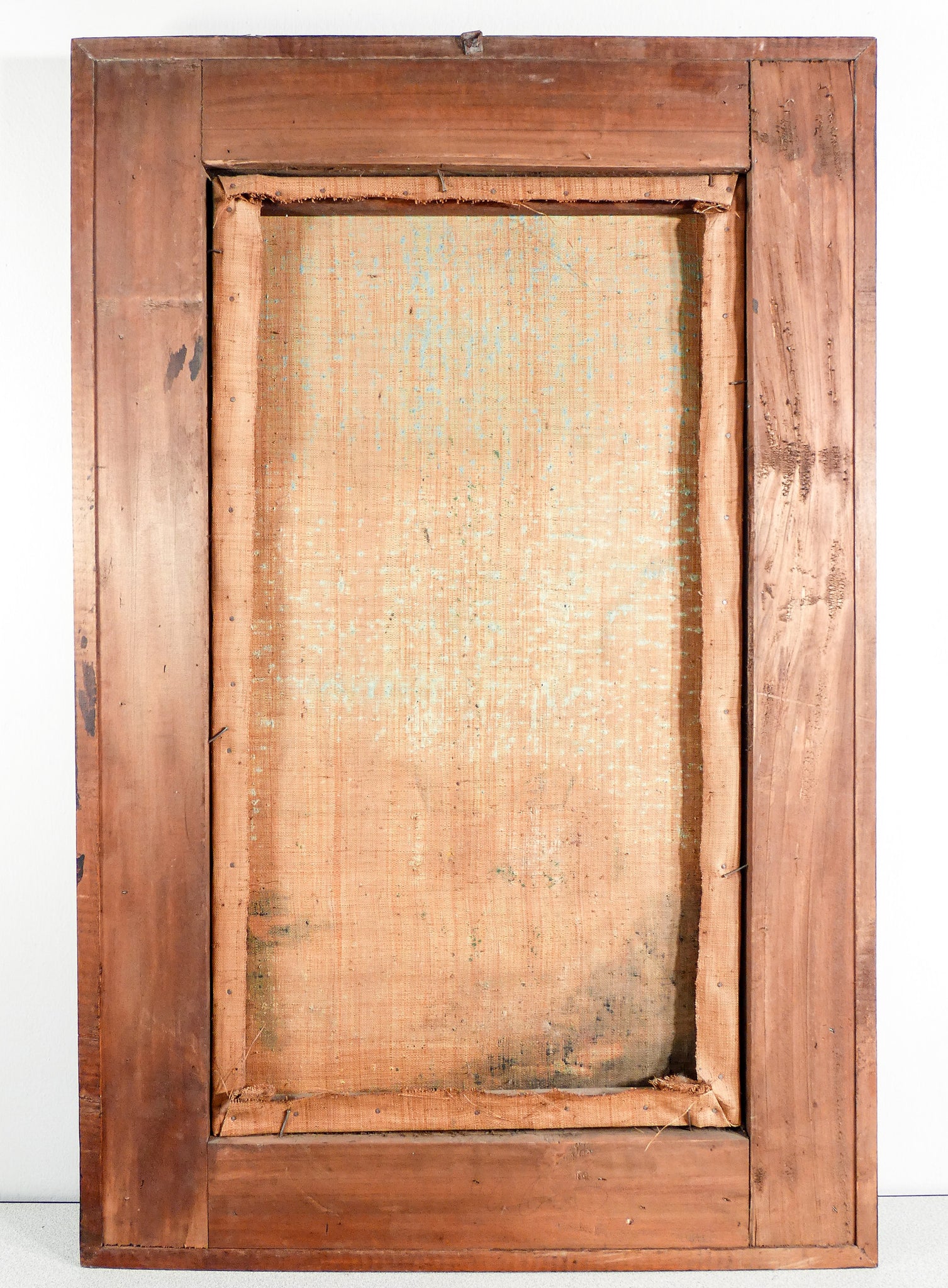 quadro paesaggio esotico cornice guilloche legno dipinto olio tela epoca