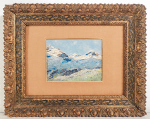 quadro paesaggio innevato montagna neve 1800 firmato dipinto olio tavola
