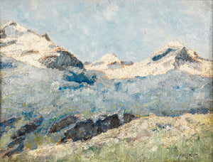 quadro paesaggio innevato montagna neve 1800 firmato dipinto olio tavola