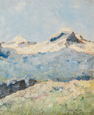 quadro paesaggio innevato montagna neve 1800 firmato dipinto olio tavola