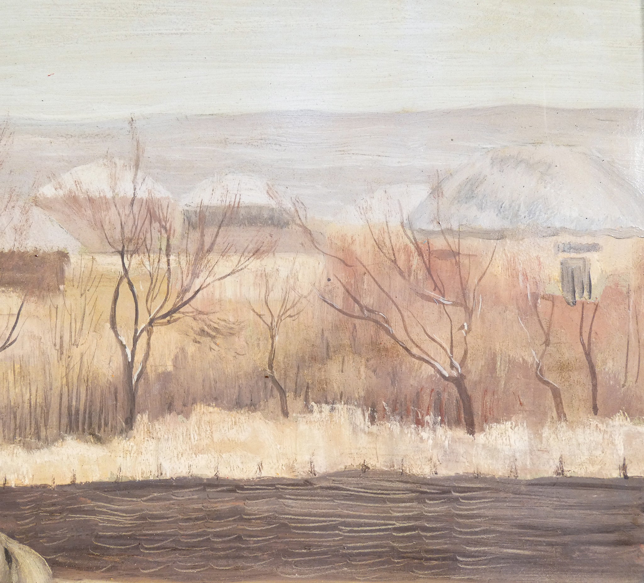 quadro piero monti paesaggio russia neve epoca 1942 dipinto olio tavola