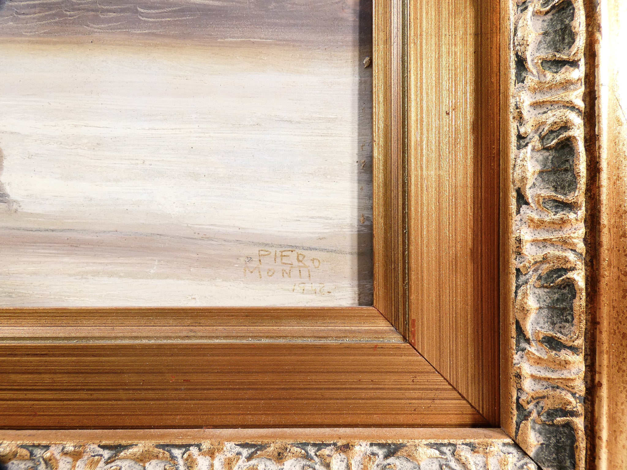 quadro piero monti paesaggio russia neve epoca 1942 dipinto olio tavola