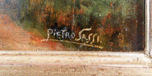 quadro pietro sassi paesaggio montagna baite epoca 1800 dipinto olio tavola