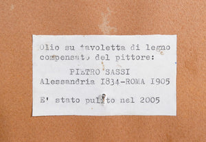 quadro pietro sassi paesaggio montagna baite epoca 1800 dipinto olio tavola