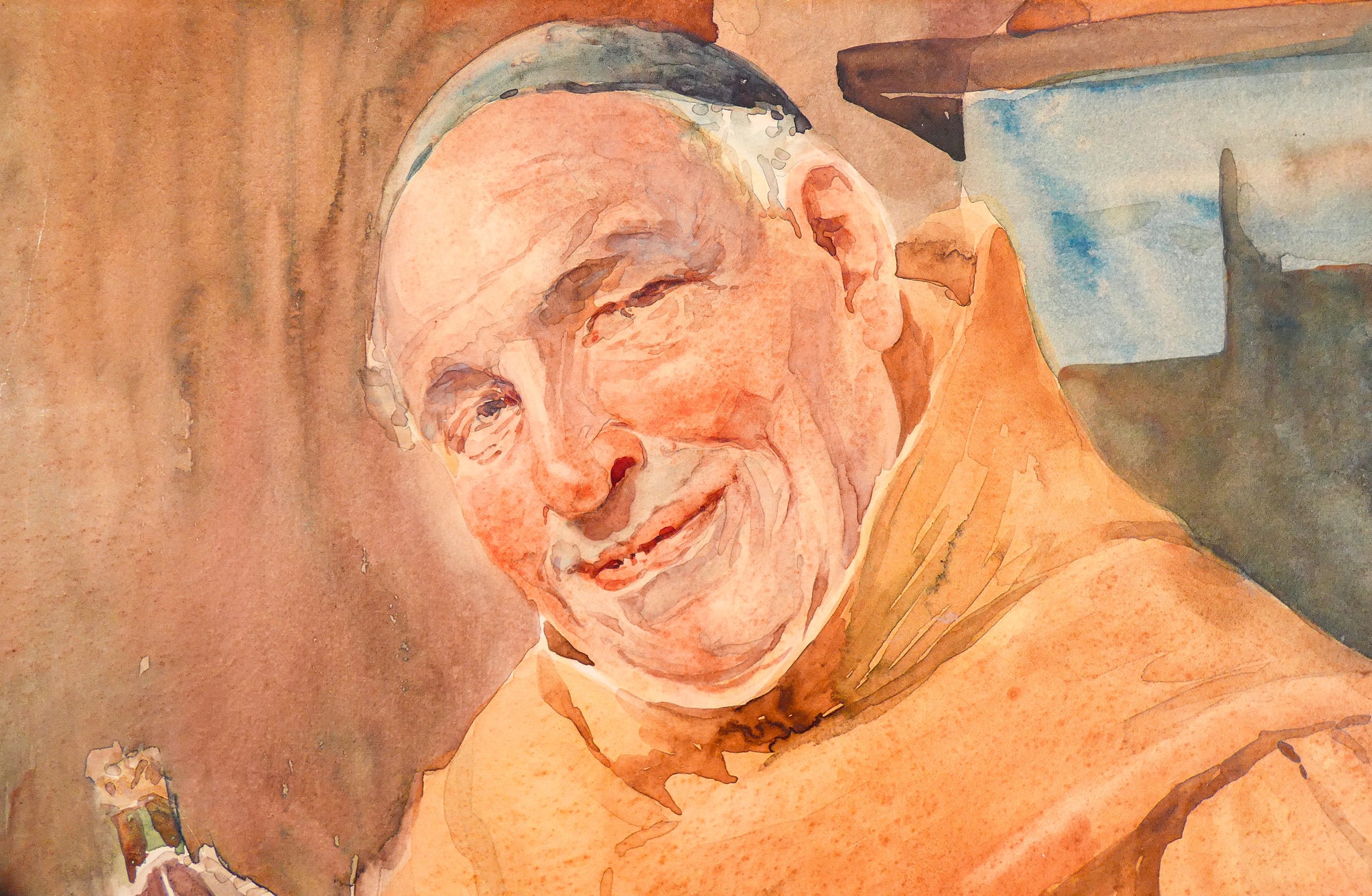 quadro pompeo massani frate cuciniere dipinto acquerello epoca 1800 firenze