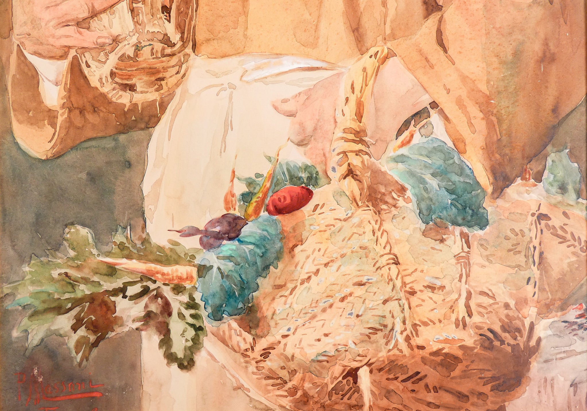 quadro pompeo massani frate cuciniere dipinto acquerello epoca 1800 firenze