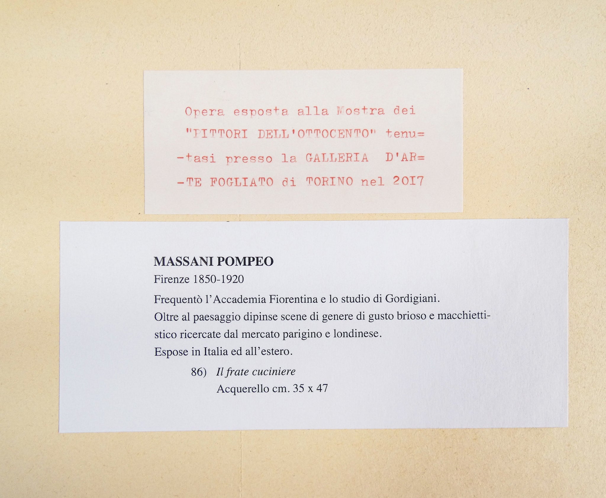 quadro pompeo massani frate cuciniere dipinto acquerello epoca 1800 firenze