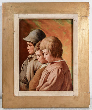 quadro ritratto bambini ragazzi epoca 1800 dipinto olio tela italia antico