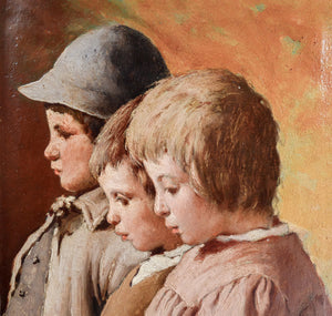 quadro ritratto bambini ragazzi epoca 1800 dipinto olio tela italia antico