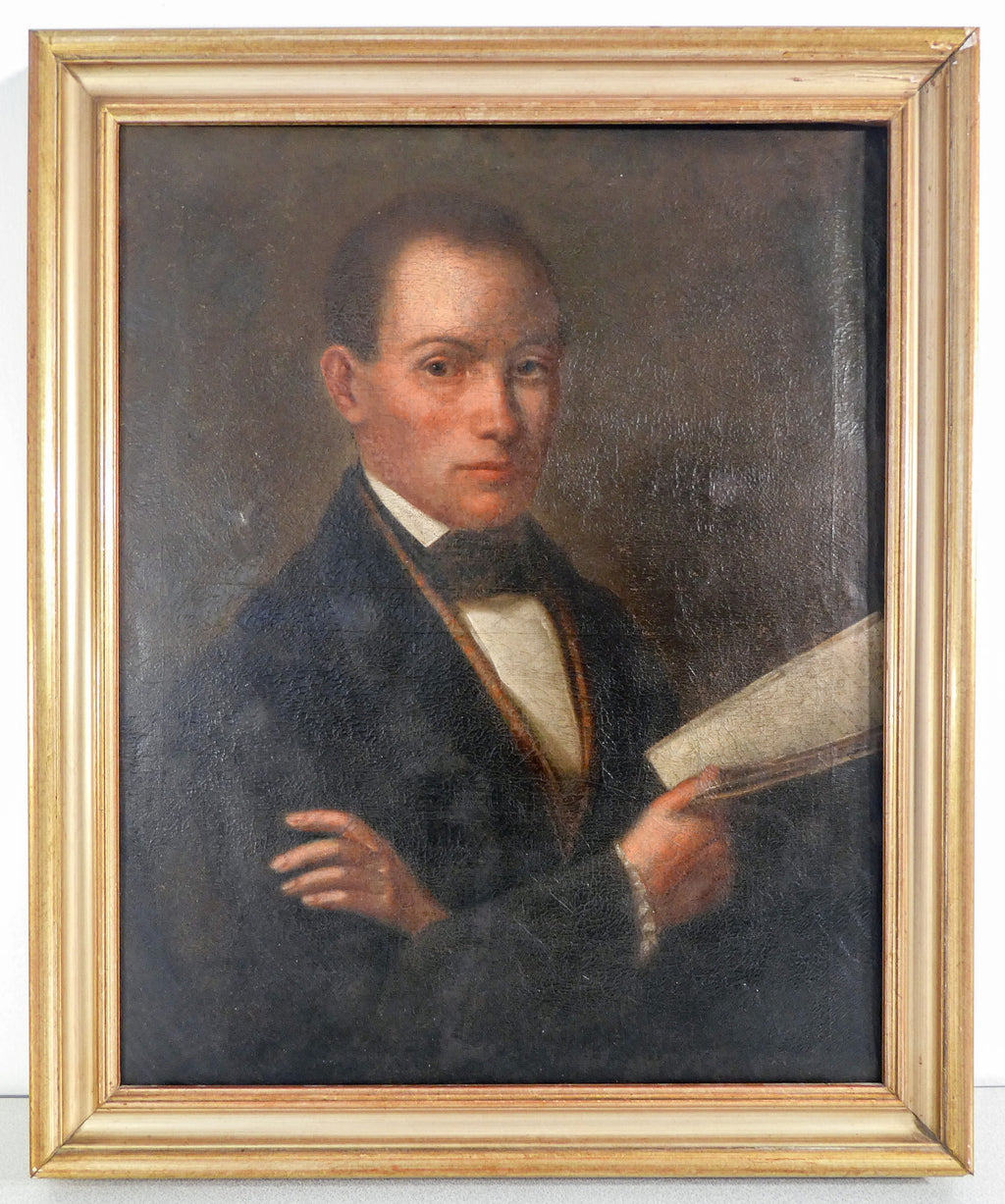 quadro ritratto uomo dipinto olio tela epoca 1800 cornice dorata antico