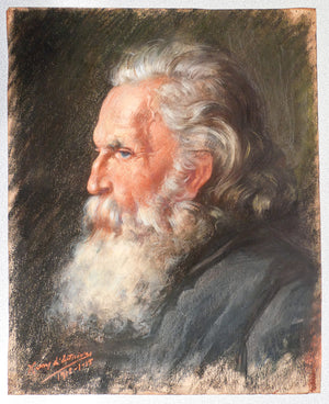 quadro ritratto uomo firmato dipinto pastello carta epoca 1912 cornice antico