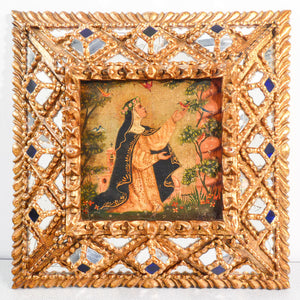 quadro santa rosa da lima cuzco peru 1700 dipinto olio tela cornice barocco