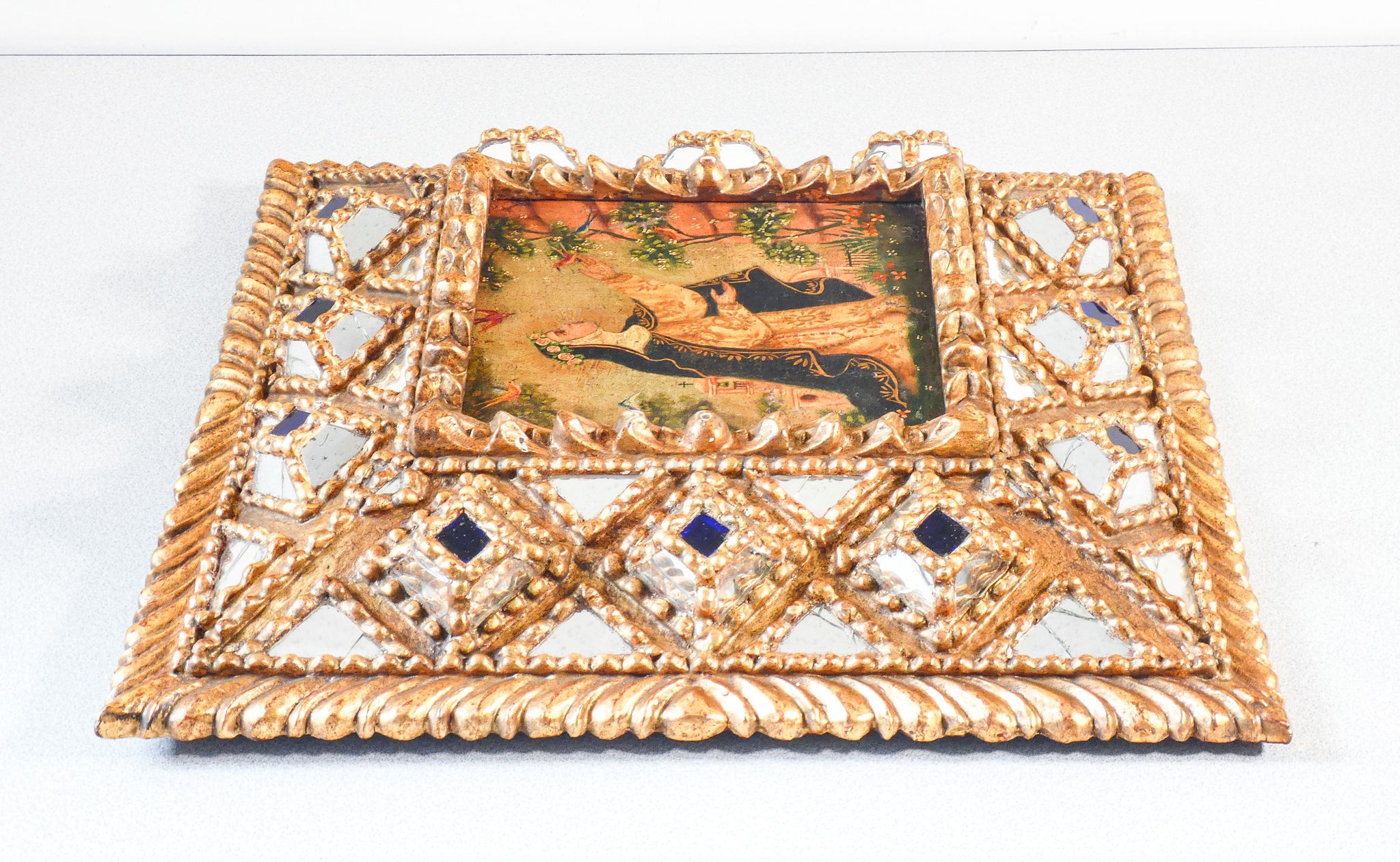 quadro santa rosa da lima cuzco peru 1700 dipinto olio tela cornice barocco