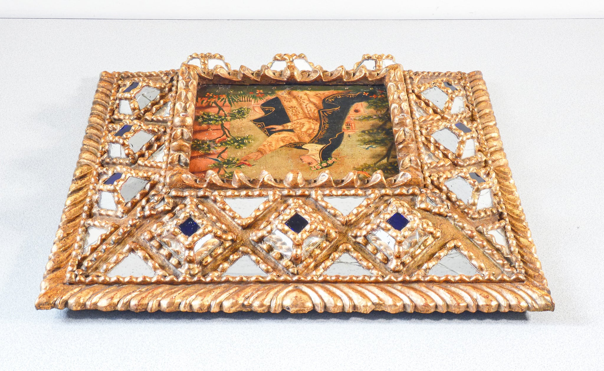 quadro santa rosa da lima cuzco peru 1700 dipinto olio tela cornice barocco