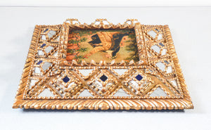 quadro santa rosa da lima cuzco peru 1700 dipinto olio tela cornice barocco