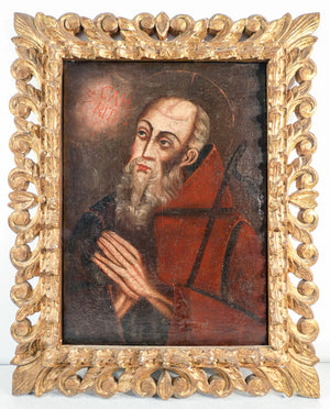 quadro santo epoca 1600 monaco abate ritratto volto dipinto olio tela antico