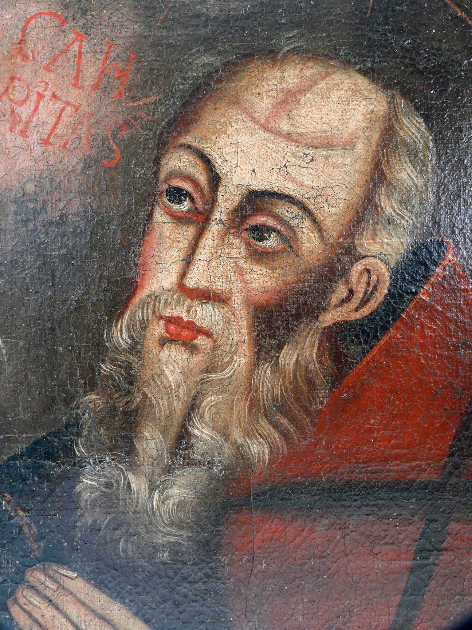 quadro santo epoca 1600 monaco abate ritratto volto dipinto olio tela antico