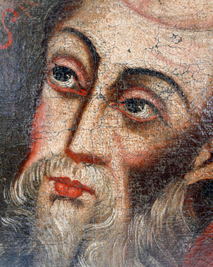 quadro santo epoca 1600 monaco abate ritratto volto dipinto olio tela antico