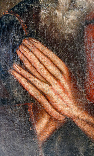 quadro santo epoca 1600 monaco abate ritratto volto dipinto olio tela antico
