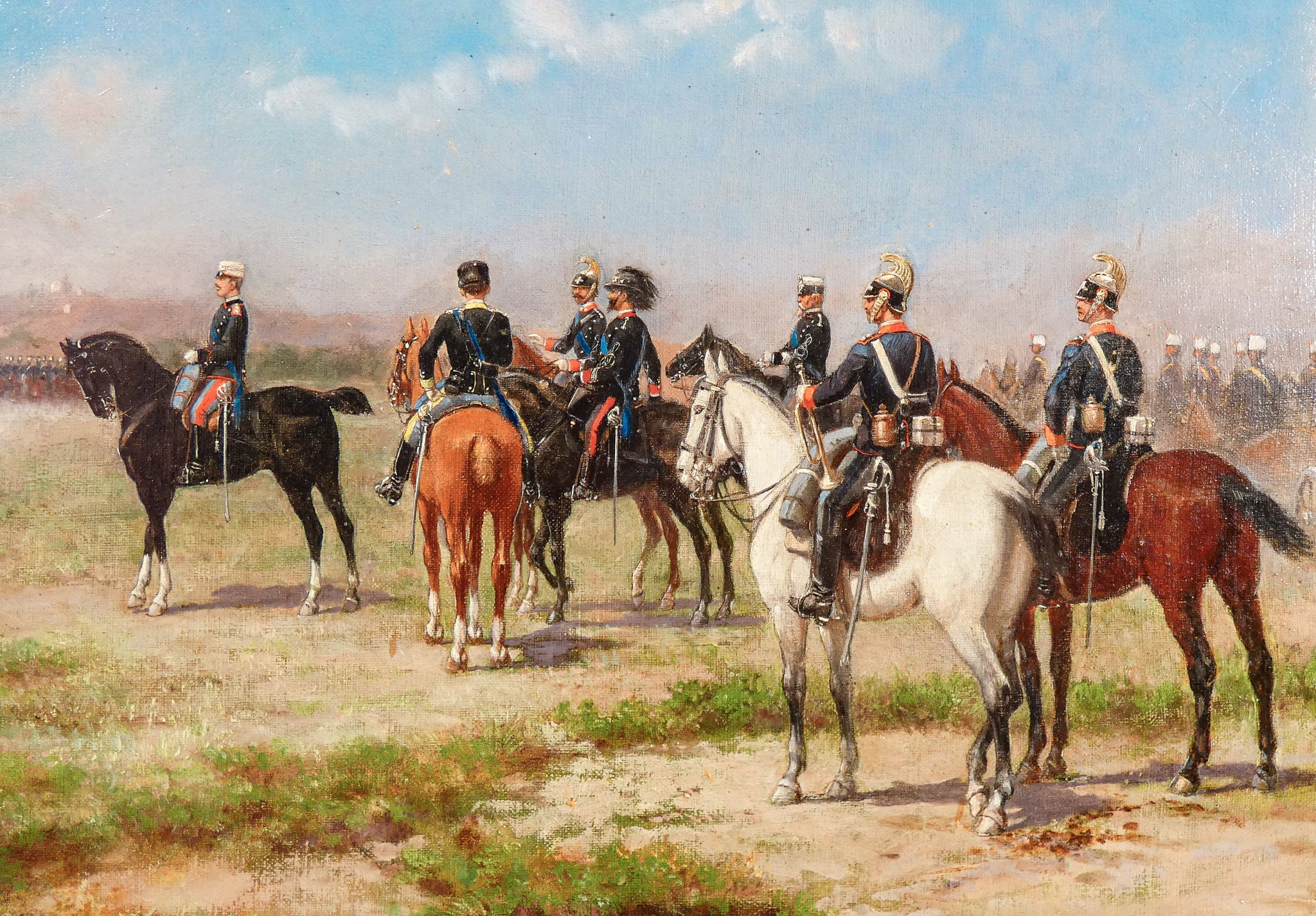 quadro sebastiano panunzi epoca 1800 manovre militari dipinto olio tela